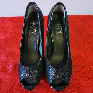 Black glittery heels. Size 6